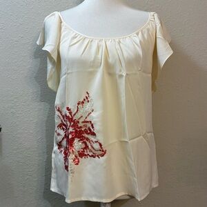 Ann Taylor Loft Kimono Top Butterfly Sleeve Embellished Sequined Tunic Blouse XS